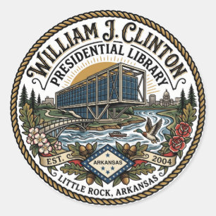 William J. Clinton Presidential Library USA Runder Aufkleber