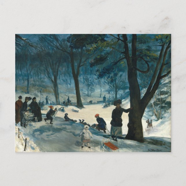 William James Glackens Central Park Winter Postkarte (Vorderseite)