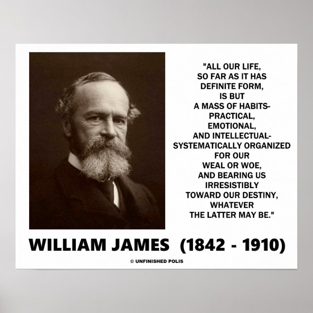 William James Mass of Habits Destiny Zitat Poster (Vorne)