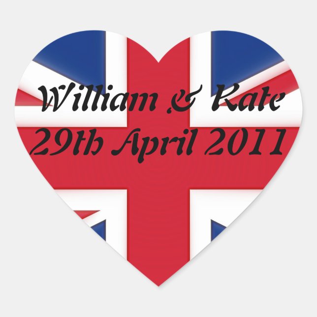 William & Kate - 29. April 2011 Herz-Aufkleber (Vorderseite)