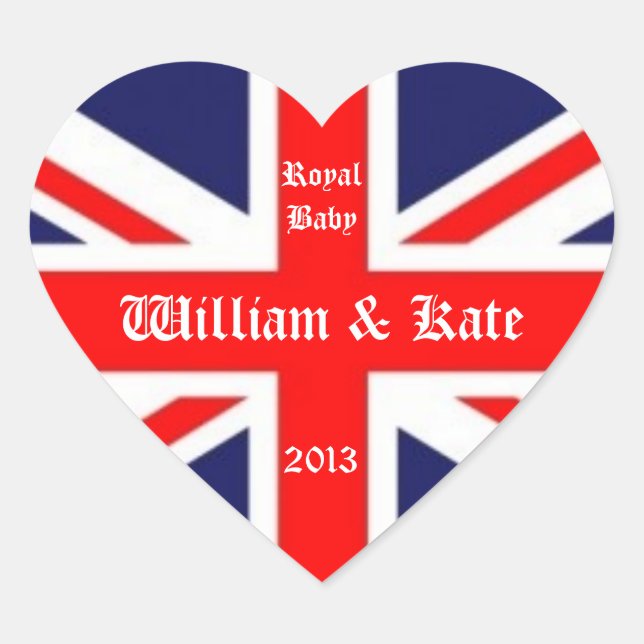 William & Kate/Royal Baby-Union Jack Herz-Aufkleber (Vorderseite)