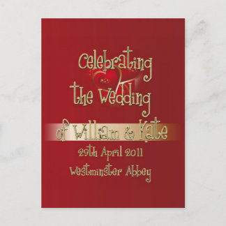 William & Kate Royal Wedding Sammlerstücke Souveni Postkarte