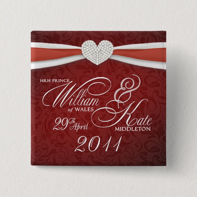 William & Kate - Royal Wedding Souvenir Button (Vorderseite)