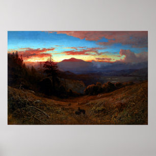 William Keith Sunset on Mount Diablo Marin Sunset Poster