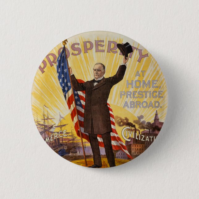 William McKinley-Kampagnen-Plakat-Goldaktie Button (Vorderseite)