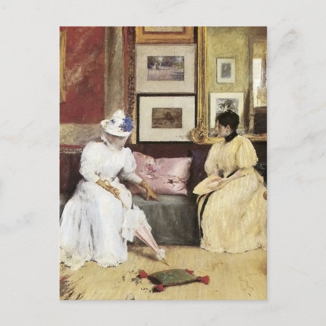 William Merritt Chase A Freindly Call Postkarte (Vorderseite)