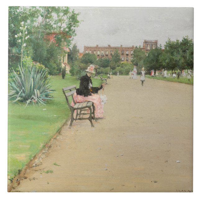 William Merritt Chase - Ein Stadtpark Fliese (Vorderseite)