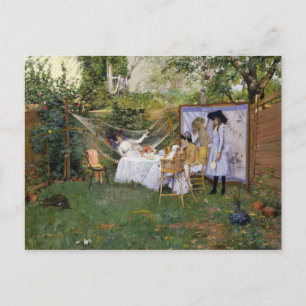 William Merritt Chase - Frühstück im Freien Postkarte