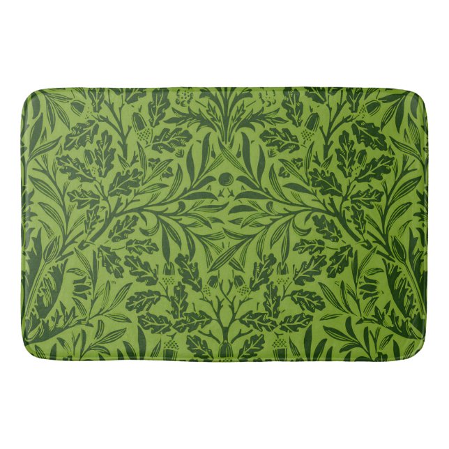 William Mirrors Acorns & oak Blätter Pattern Green Badematte (Vorderseite)