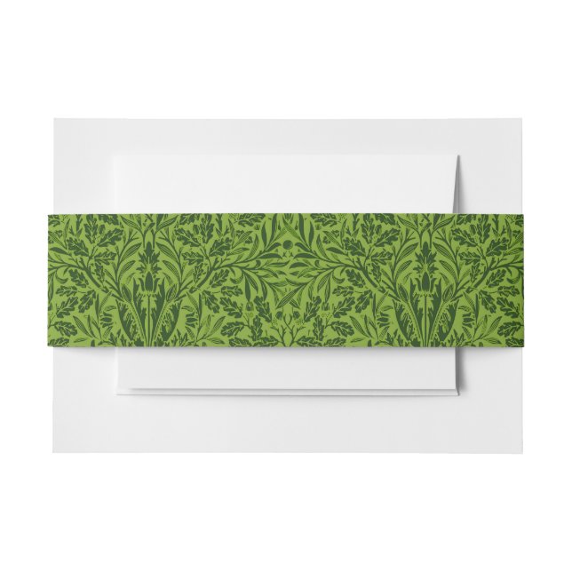 William Mirrors Acorns & oak Blätter Pattern Green Einladungsbanderole (Vorderseite Beispiel)