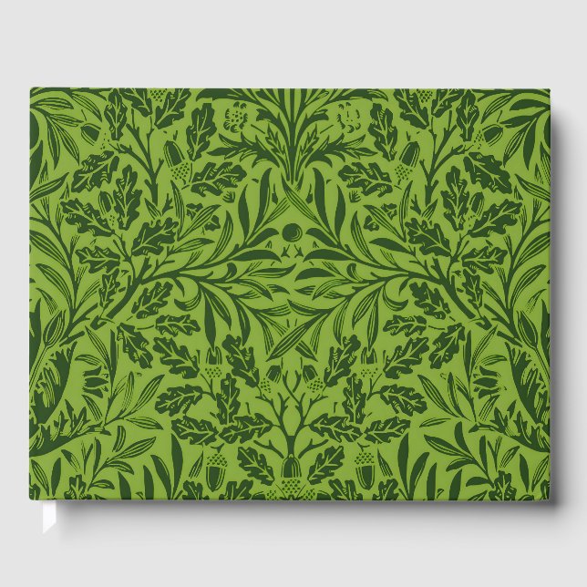 William Mirrors Acorns & oak Blätter Pattern Green Gästebuch (Vorderseite)
