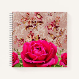 William Moris Botanisches Muster mit Foto-Rose Notizbuch