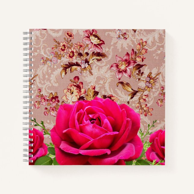William Moris Botanisches Muster mit Foto-Rose Notizbuch (Vorderseite)