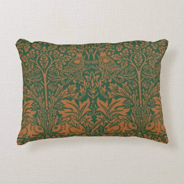 William Morris 1881 Vögel, Kaninchen-Muster Dekokissen (Vorderseite)
