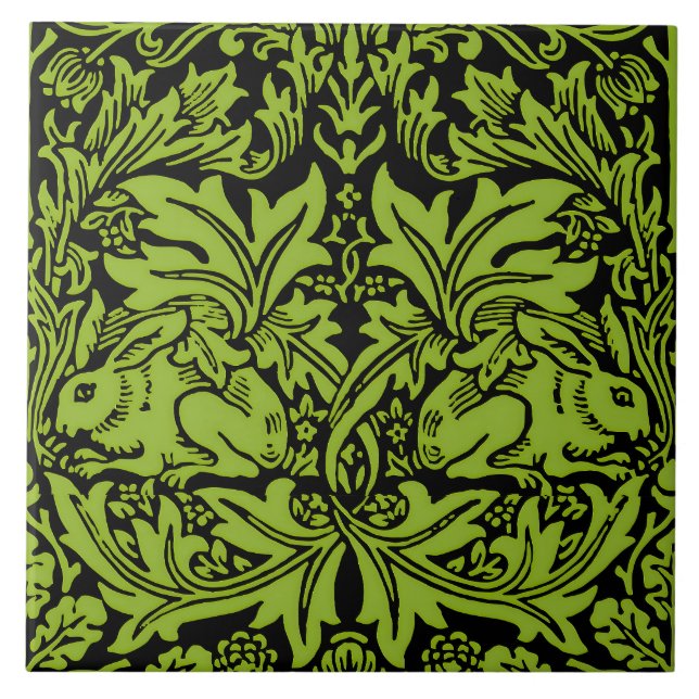 William Morris 1881 Vögel, Kaninchen-Muster Fliese (Vorderseite)