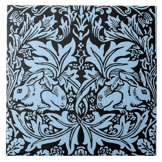 William Morris 1881 Vögel, Kaninchen-Muster Fliese (Vorderseite)