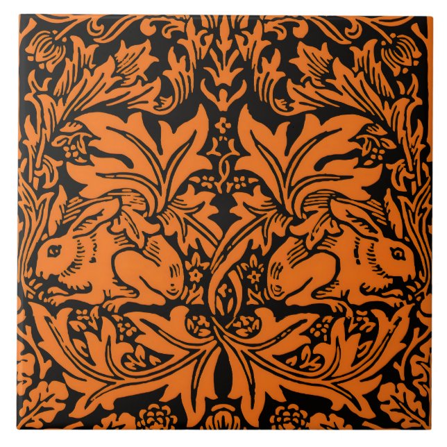 William Morris 1881 Vögel, Kaninchen-Muster Fliese (Vorderseite)