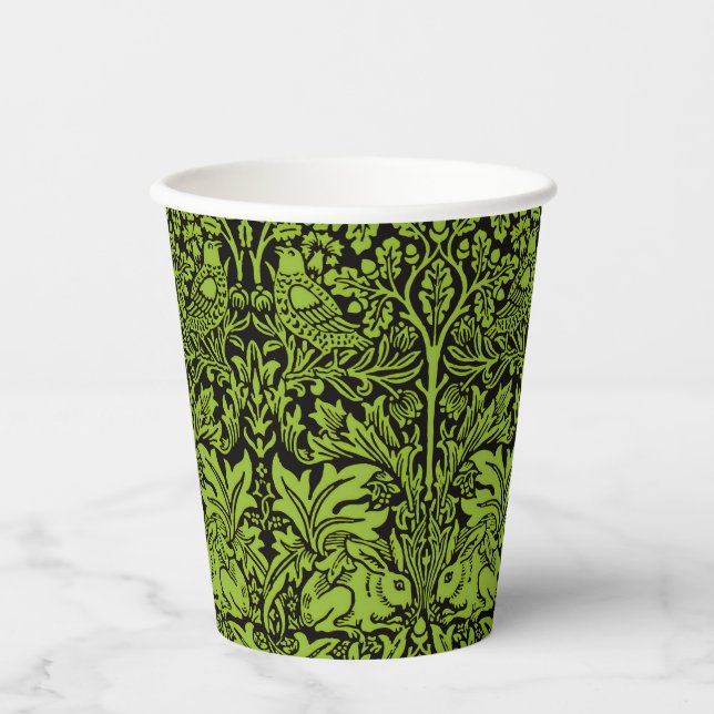 William Morris 1881 Vögel, Kaninchen-Muster Pappbecher (Vorderseite)