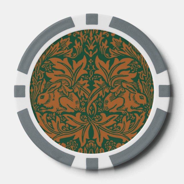 William Morris 1881 Vögel, Kaninchen-Muster Pokerchips (Vorderseite)