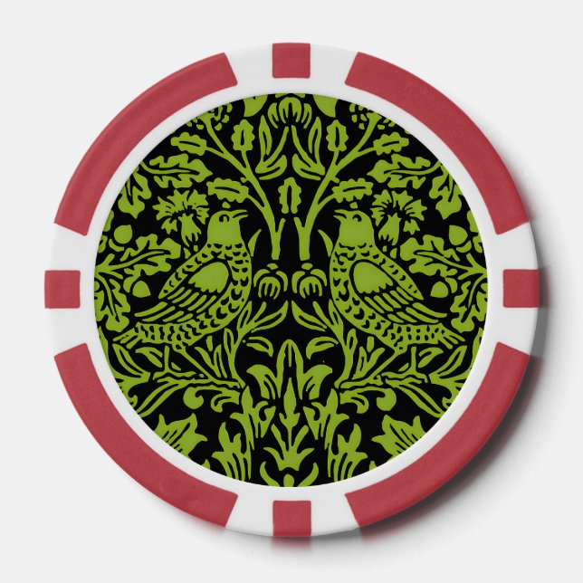 William Morris 1881 Vögel, Kaninchen-Muster Pokerchips (Vorderseite)
