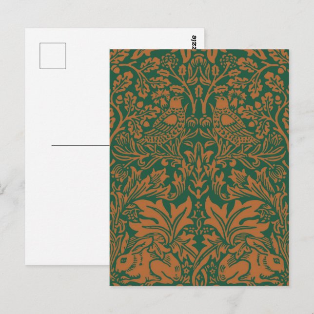 William Morris 1881 Vögel, Kaninchen-Muster Postkarte (Vorne/Hinten)