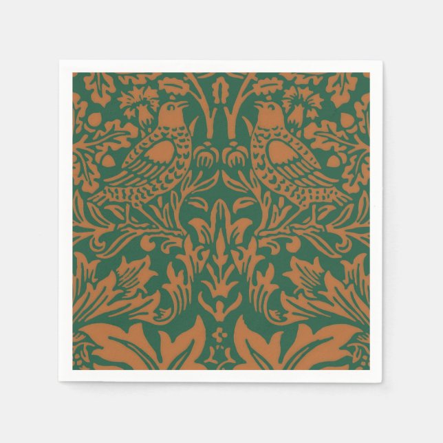 William Morris 1881 Vögel, Kaninchen-Muster Serviette (Vorderseite)