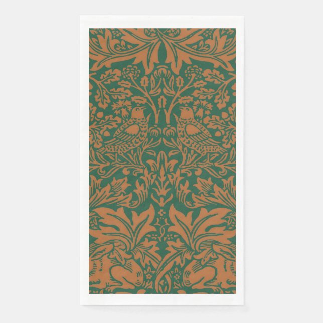 William Morris 1881 Vögel, Kaninchen-Muster Serviette (Vorderseite)