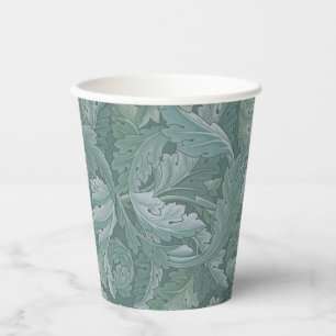 William Morris Acanthus-Blatt Teal Blau Muster Pappbecher