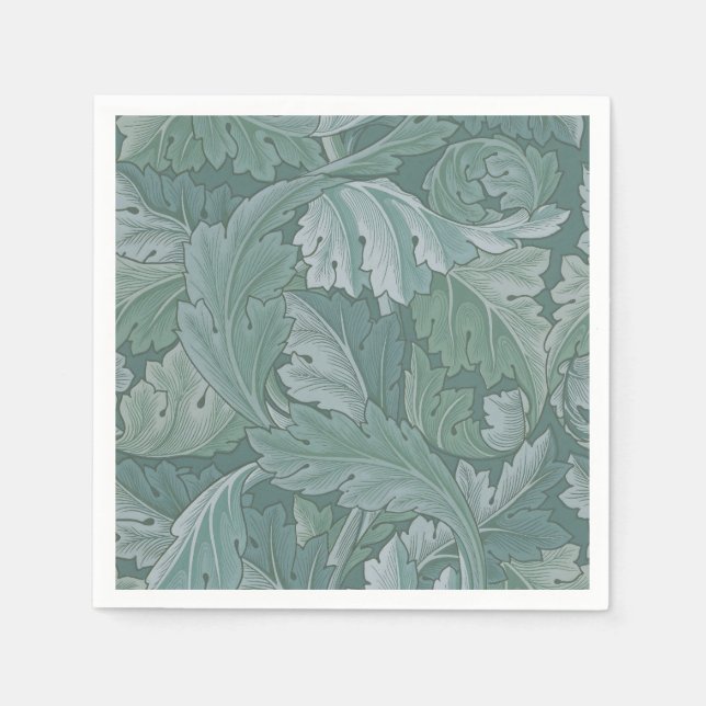 William Morris Acanthus-Blatt Teal Blau Muster Serviette (Vorderseite)