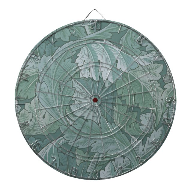 William Morris Acanthus-Blatt Tealblau-Muster Dartscheibe (vorne)
