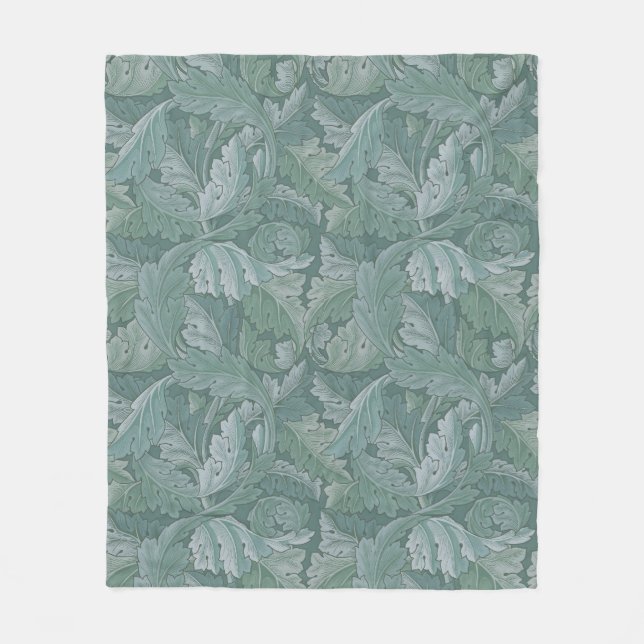 William Morris Acanthus-Blatt Tealblau-Muster Fleecedecke (Vorderseite)