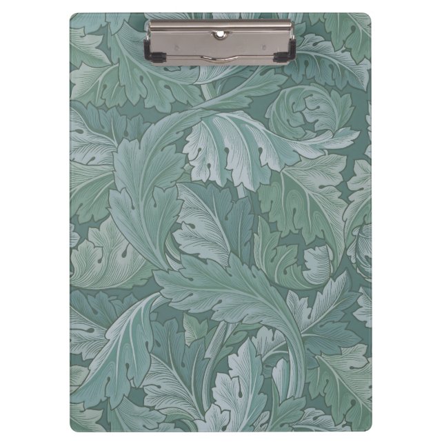 William Morris Acanthus-Blatt Tealblau-Muster Klemmbrett (Vorderseite)
