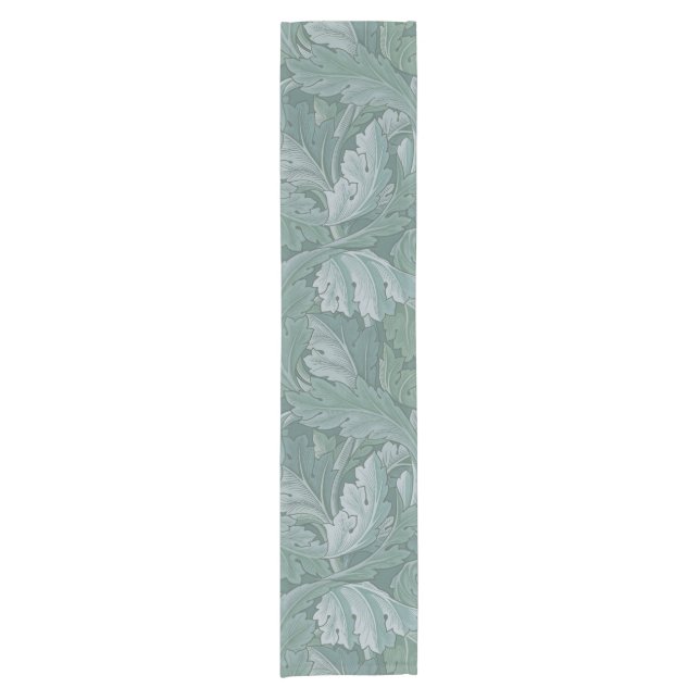William Morris Acanthus-Blatt Tealblau-Muster Kurzer Tischläufer (Vorderseite)