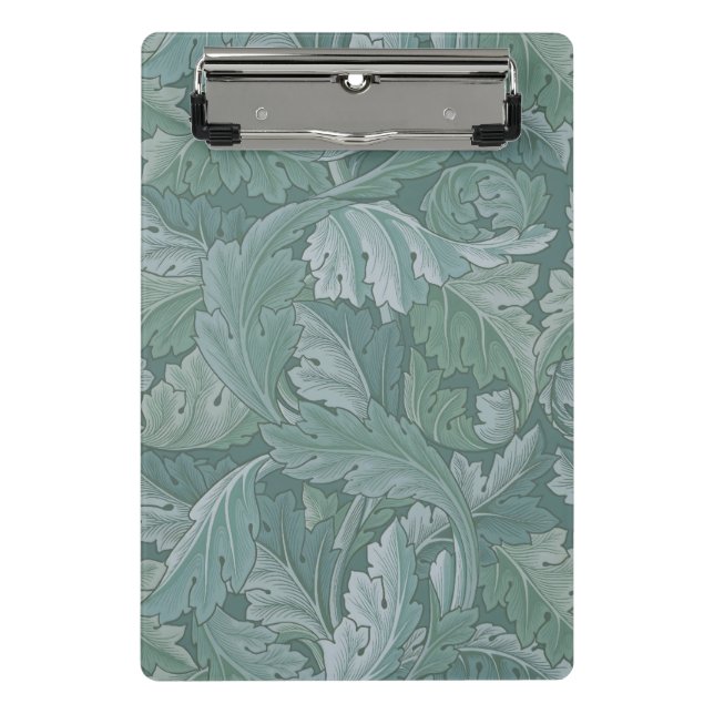 William Morris Acanthus-Blatt Tealblau-Muster Mini Klemmbrett (Vorderseite)