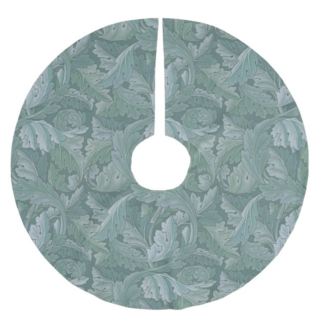 William Morris Acanthus-Blatt Tealblau-Muster Polyester Weihnachtsbaumdecke (Vorderseite)