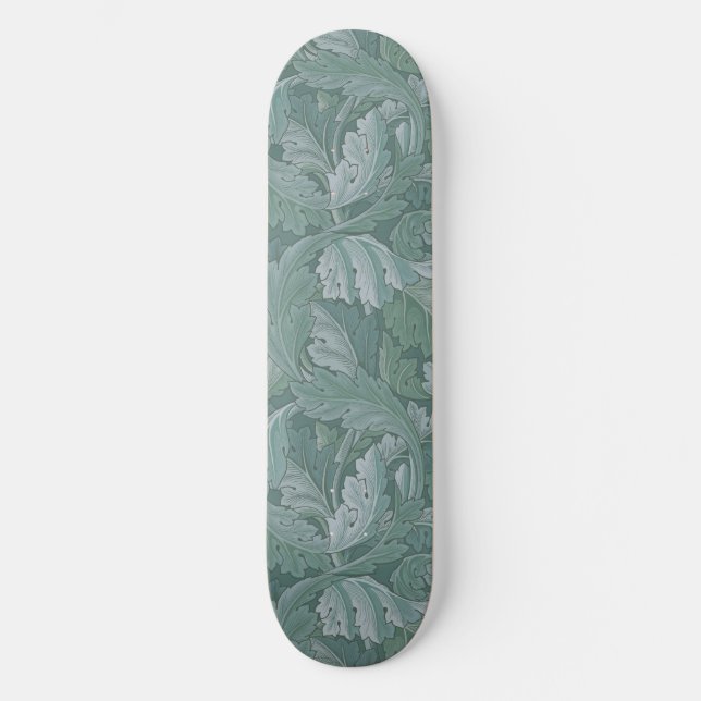 William Morris Acanthus-Blatt Tealblau-Muster Skateboard (Vorderseite)