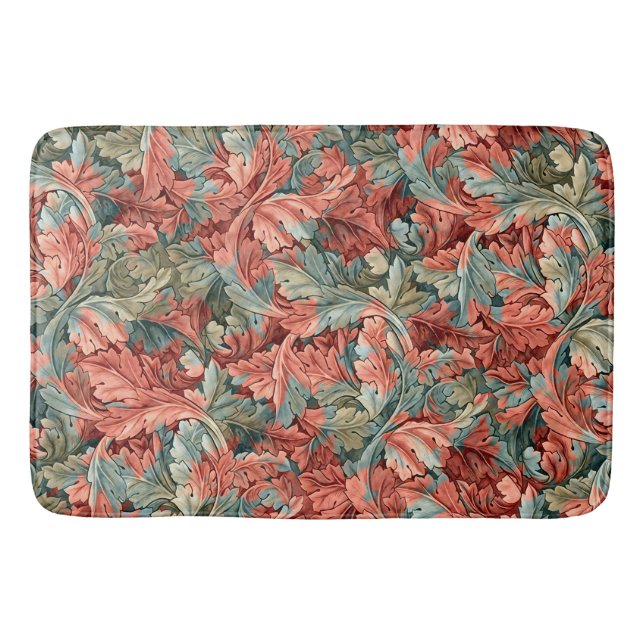 William Morris Acanthus Botanical Red Green Badematte (Vorderseite)