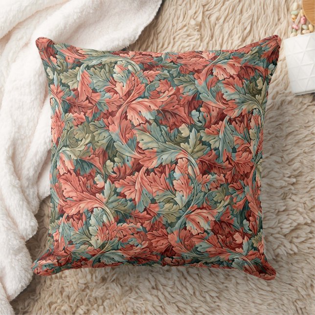 William Morris Acanthus Botanical Red Green Kissen (Decke)