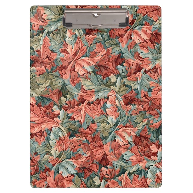 William Morris Acanthus Botanical Red Green Klemmbrett (Vorderseite)