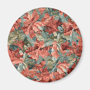 William Morris Acanthus Botanical Red Green Magnet