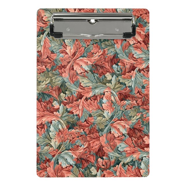 William Morris Acanthus Botanical Red Green Mini Klemmbrett (Vorderseite)