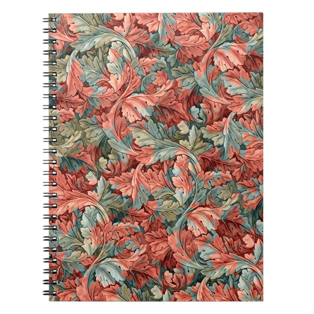 William Morris Acanthus Botanical Red Green Notizblock (Vorderseite)