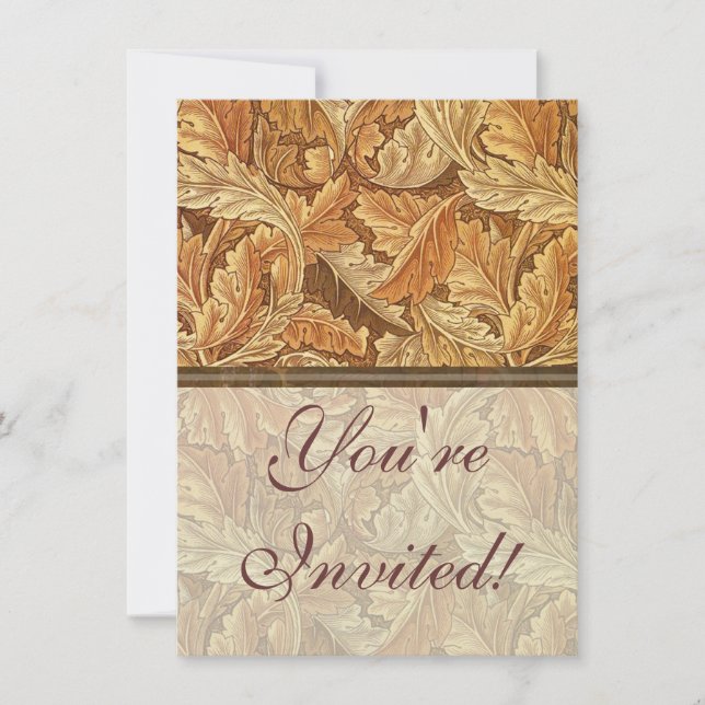 William Morris Acanthus Brown Autumn Leaves Einladung (Vorderseite)