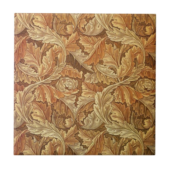William Morris Acanthus Brown Autumn Leaves Fliese (Vorderseite)