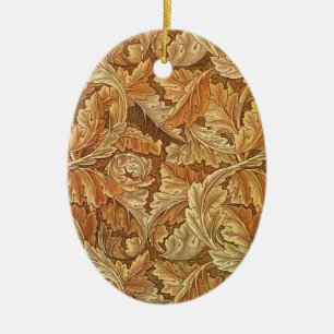 William Morris Acanthus Brown Autumn Leaves Keramik Ornament