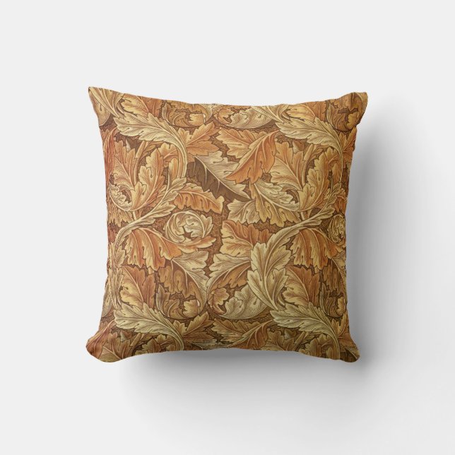 William Morris Acanthus Brown Autumn Leaves Kissen (Vorderseite)