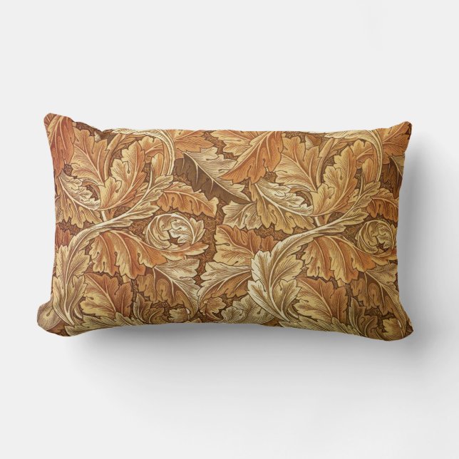 William Morris Acanthus Brown Autumn Leaves Lendenkissen (Vorderseite)