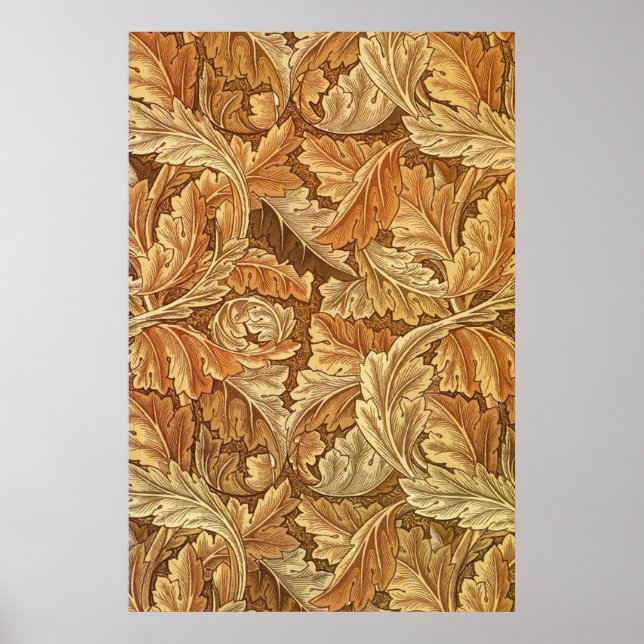 William Morris Acanthus Brown Autumn Leaves Poster (Vorne)