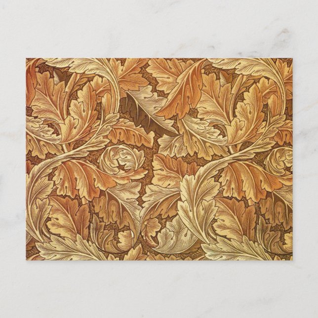 William Morris Acanthus Brown Autumn Leaves Postkarte (Vorderseite)