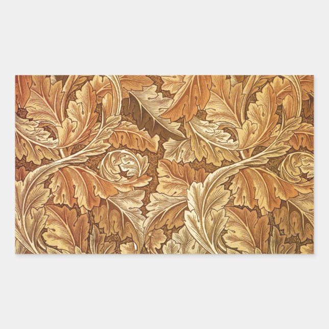 William Morris Acanthus Brown Autumn Leaves Rechteckiger Aufkleber (Vorderseite)